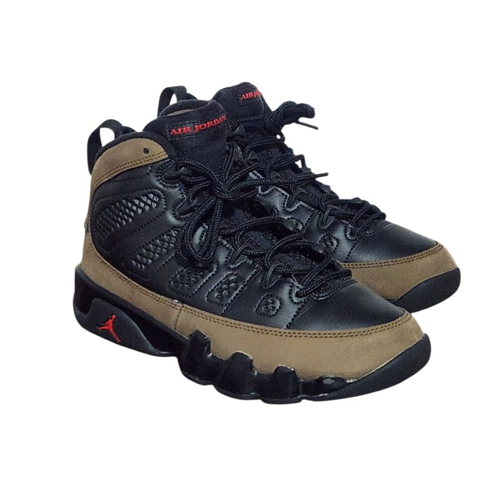Air Jordan 9 Retro Olive Black Red GS HV4574-030 Sneakers Shoes Size 5.5Y